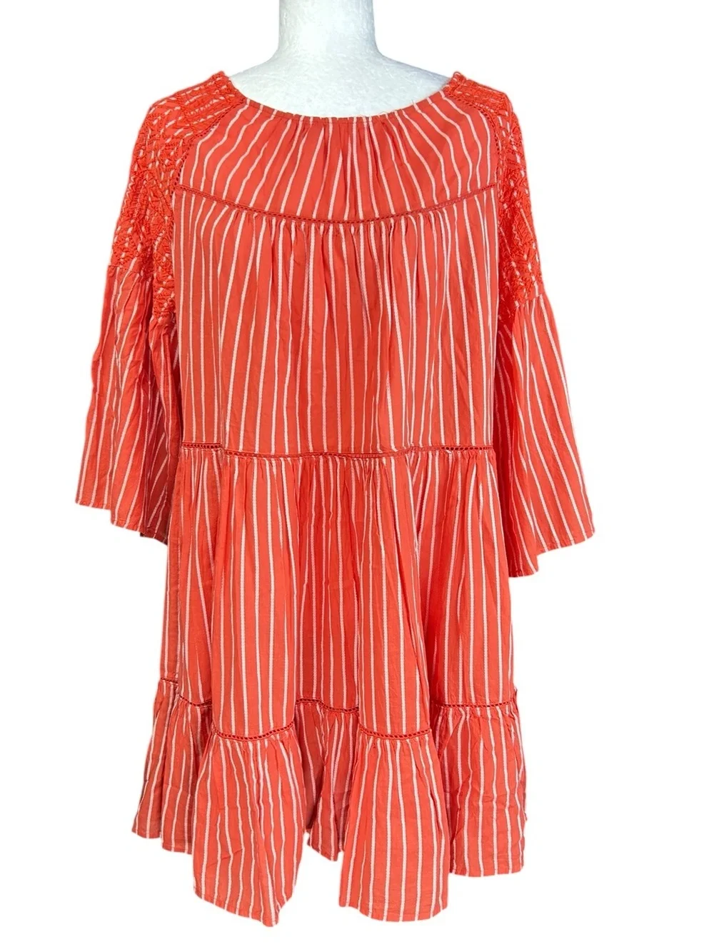 Free People Lola Embroidered Mini Dress M Boho Beachy Lightweight Flowy